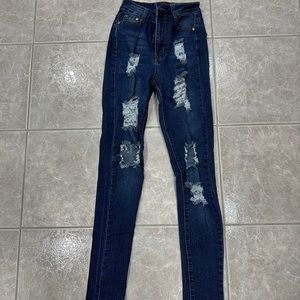 distressed denim jeans